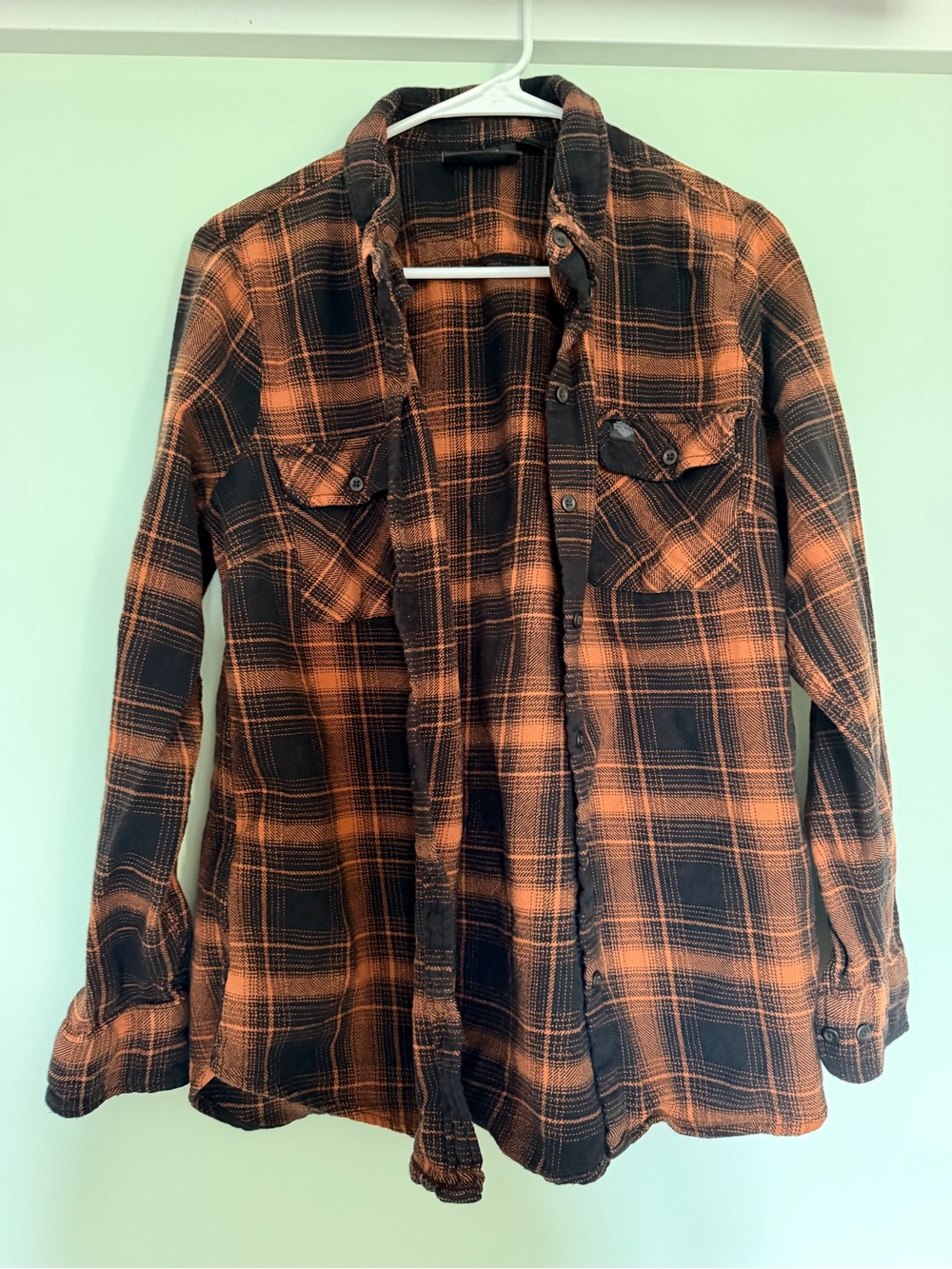 Harley-Davidson Black and Orange Plaid Button-Down Shirt